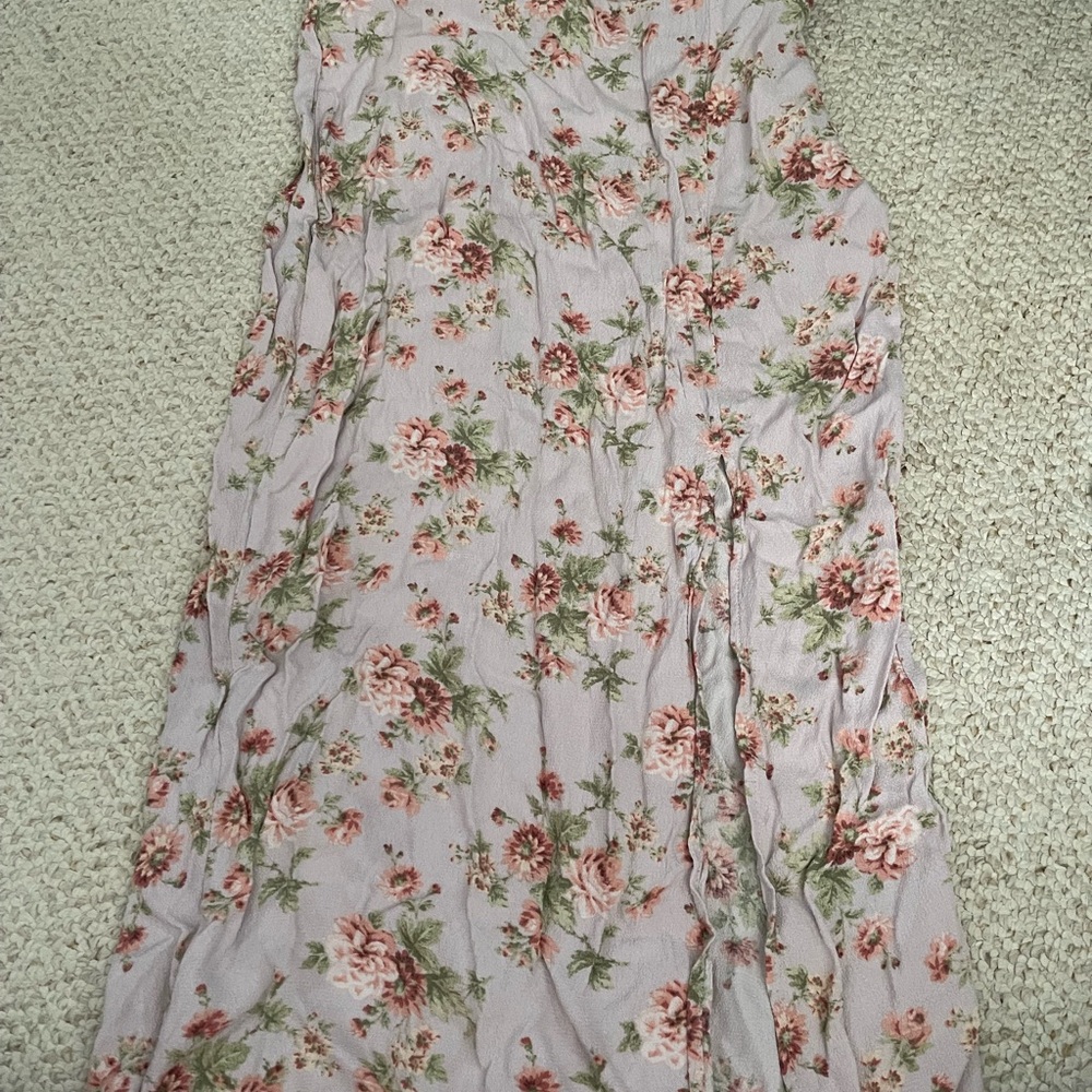 H&M Blush Pink Floral Midi Skirt with slit